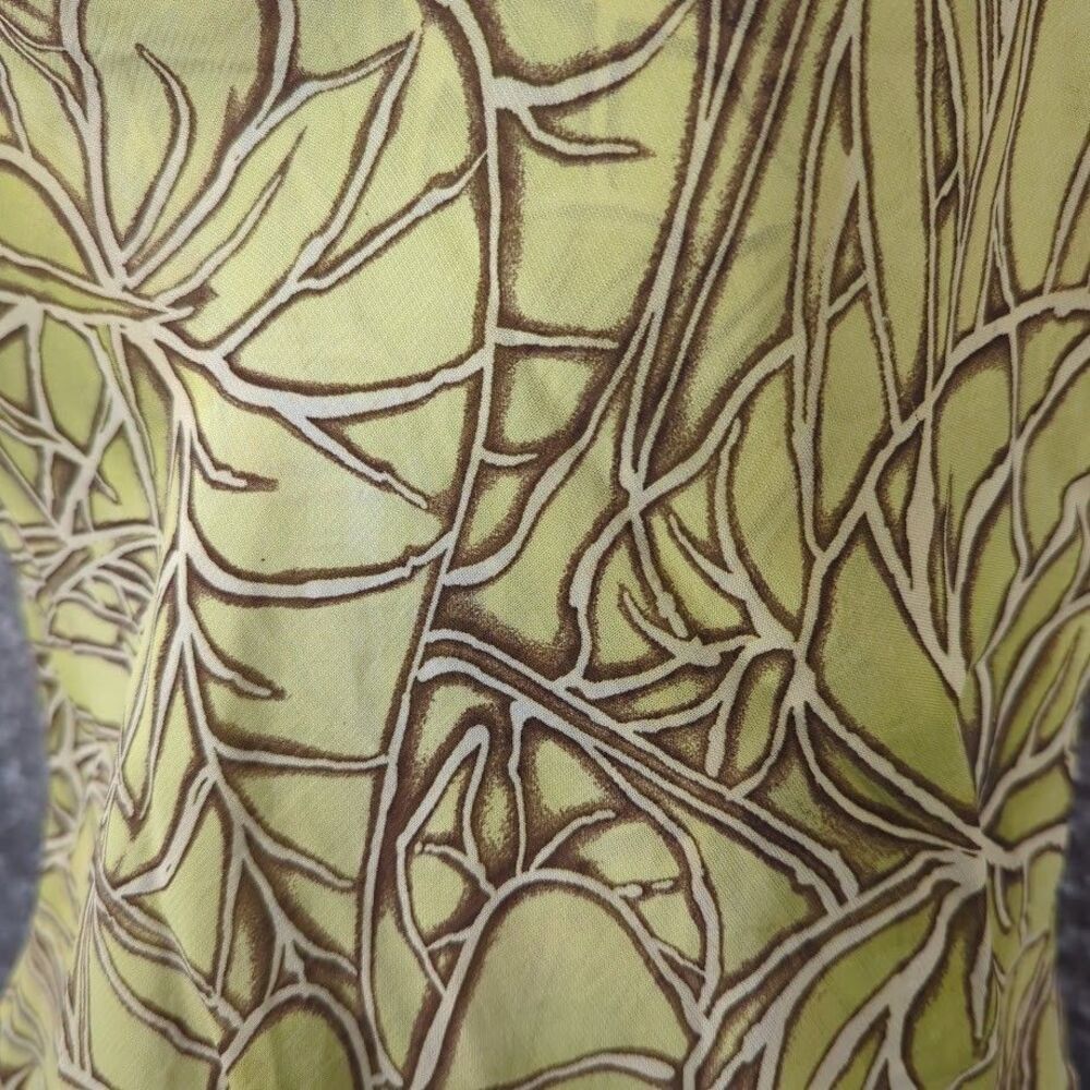 Vintage Y2K Cache Strappy Cowl‎ Neck Green Tank Top Leaf Print Women's - Picture 2 of 7
